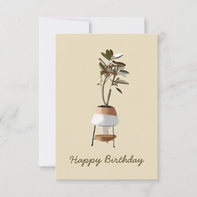 Mediterranean potted plant Happy Birthday Card (Front)