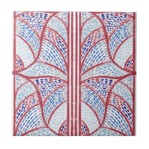 Mediterranean Red and Blue Mosaic Pattern Tile