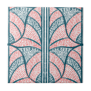 Mediterranean Red and Teal Mosaic Pattern Tile