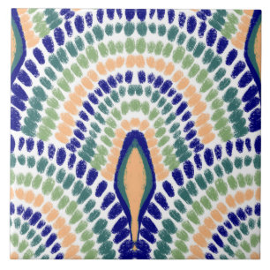 Mediterranean Retro Mosaic-Painted Scallops Tile