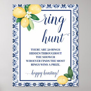 Mediterranean Ring Hunt Bridal Shower Game sign