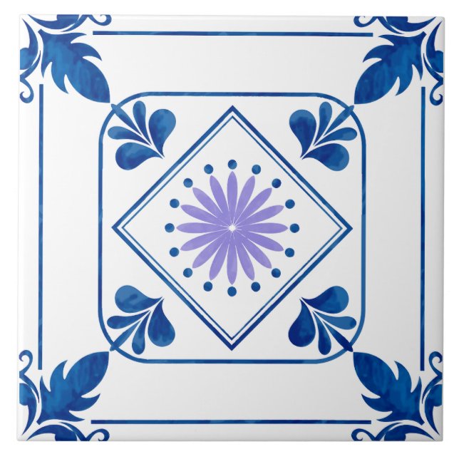 Mediterranean Rosette (Lilac) Ceramic Tile (Front)