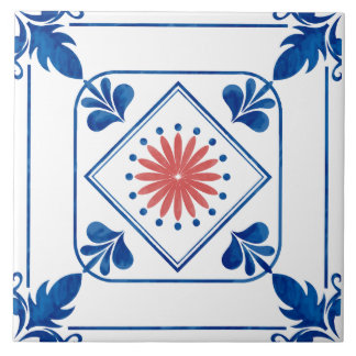 Mediterranean Rosette (Pink) Ceramic Tile