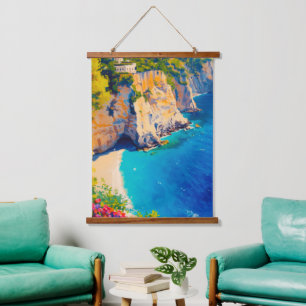 Mediterranean Sea Flowers Hanging Tapestry