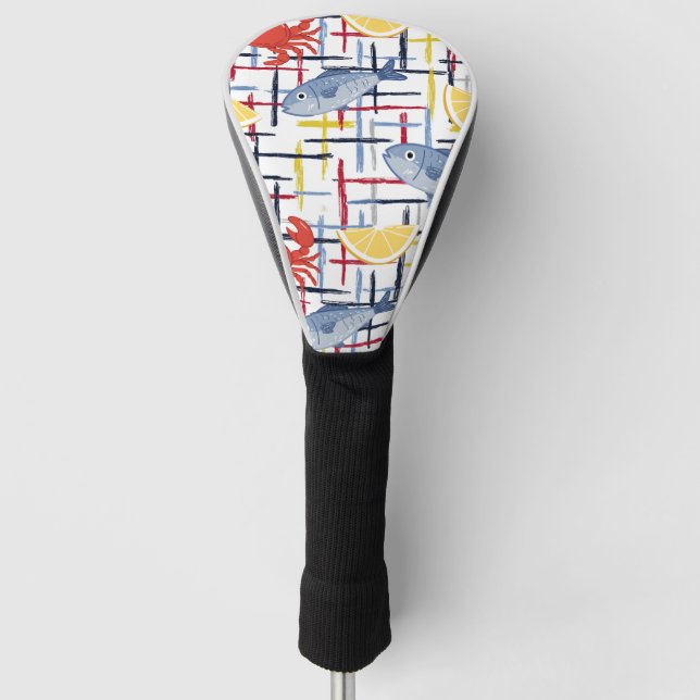 Mediterranean Seafood Market Pattern (1) Golf Head Cover (Front)