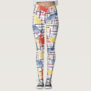 Mediterranean Seafood Market Pattern (1) Leggings