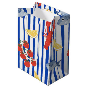 Mediterranean Seafood Market Pattern (2) Medium Gift Bag