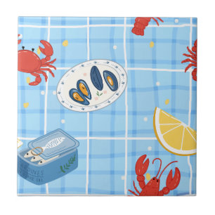 Mediterranean Seafood Market Pattern (2) Tile