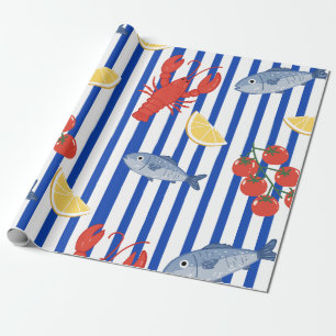 Mediterranean Seafood Market Pattern (2) Wrapping Paper