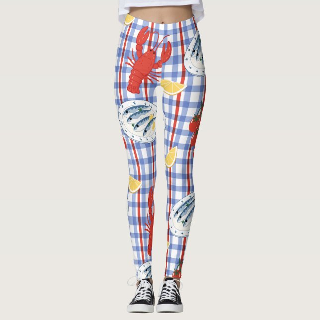 Mediterranean Seafood Market Pattern (3) Leggings (Front)