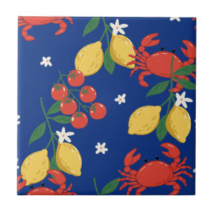 Mediterranean Seafood Market Pattern (3) Tile