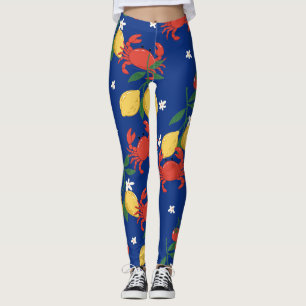 Mediterranean Seafood Market Pattern (4) Leggings