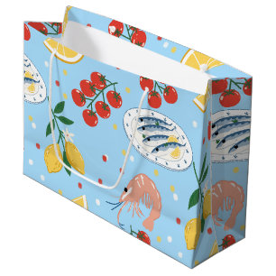 Mediterranean Seafood Market Pattern (5) Large Gift Bag