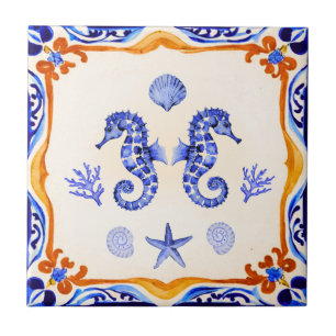 Mediterranean Seahorses Tile