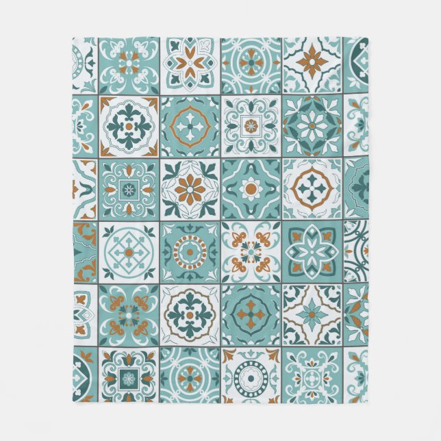 Mediterranean seamless pattern from Moroccan tiles Fleece Blanket (Front)
