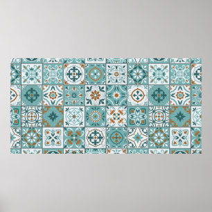 Mediterranean seamless pattern from Moroccan tiles Poster