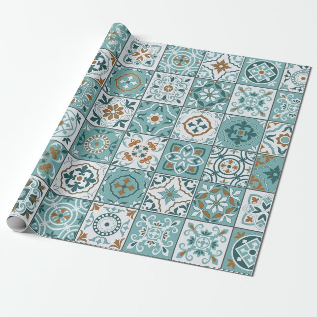 Mediterranean seamless pattern from Moroccan tiles Wrapping Paper (Unrolled)