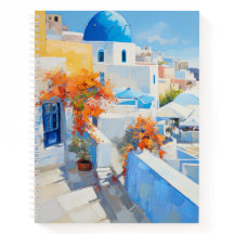 Mediterranean Seaside Pained-style Spiral Notebook