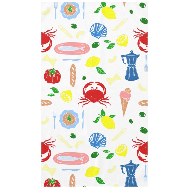 mediterranean seaside picnic seafood crab tablecloth (Front)