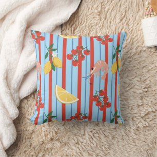 Mediterranean Shrimp and Citrus Pattern Cushion