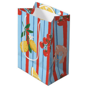 Mediterranean Shrimp and Citrus Pattern Medium Gift Bag