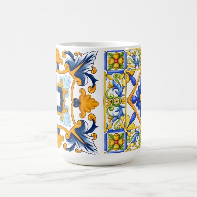 Mediterranean,Sicilian tiles,lemons     Coffee Mug (Center)