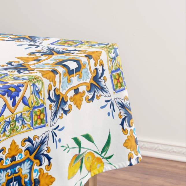 Mediterranean,Sicilian tiles,lemons  Tablecloth (In Situ)
