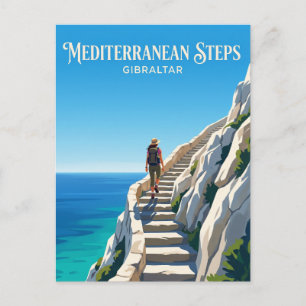 Mediterranean Steps, Upper Rock, Gibraltar Postcard