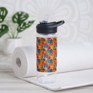 Mediterranean Streets — Colorful Houses Pattern Water Bottle
