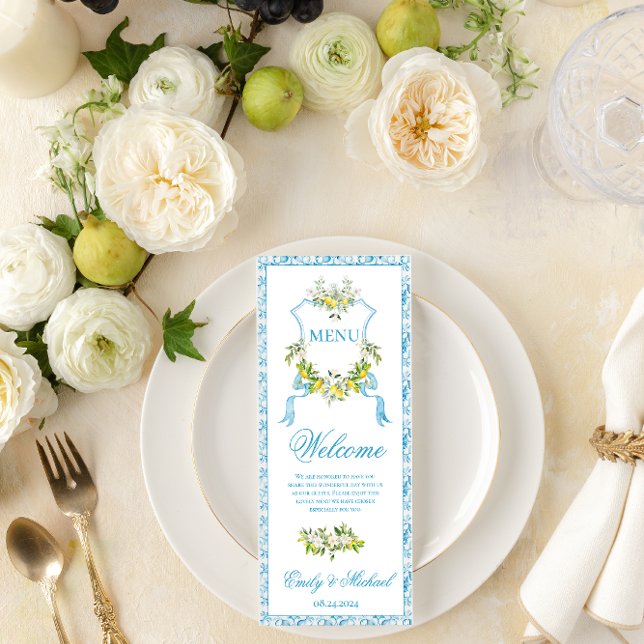 Mediterranean Style Crest Wedding Flat Menu (Creator Uploaded)