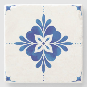 Mediterranean Style Floral  Stone Coaster