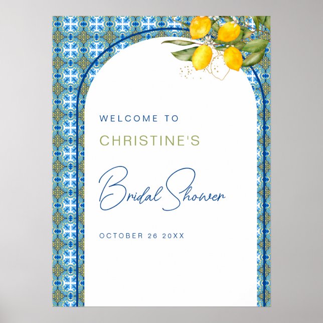 Mediterranean Style Lemon Bridal Shower  Poster (Front)