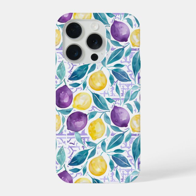 Mediterranean Style Lemon Pattern iPhone Case (Back)