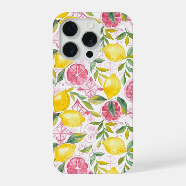 Mediterranean Style Lemon Pattern iPhone Case (Back)