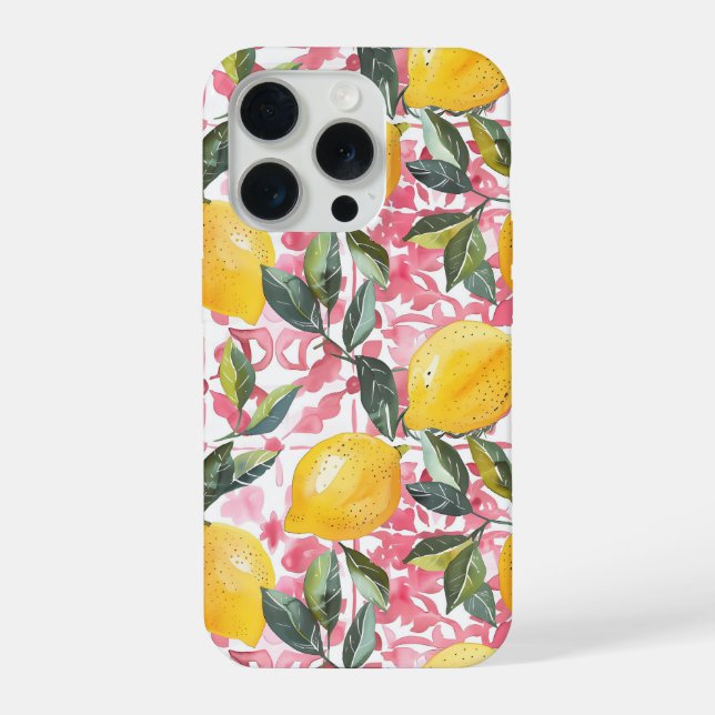 Mediterranean Style Lemon Pattern iPhone Case (Back)