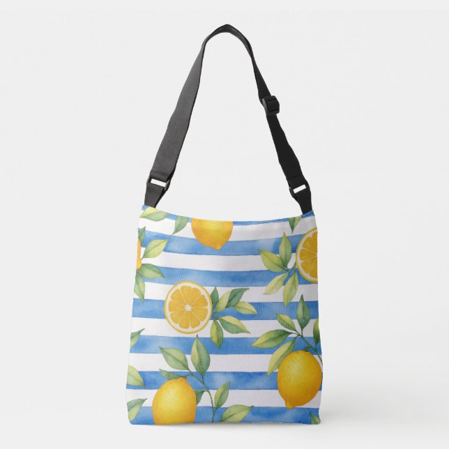Mediterranean Summer Citrus Kitchen Decor Crossbody Bag (Front)