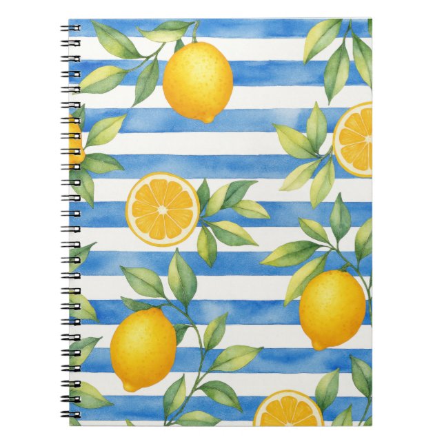 Mediterranean Summer Citrus Kitchen Decor Notebook (Front)