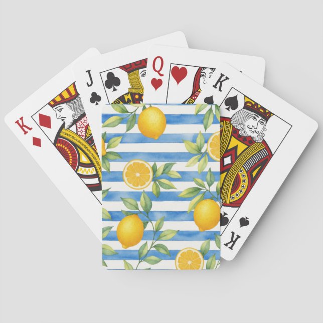 Mediterranean Summer Citrus Kitchen Decor Playing Cards (Back)