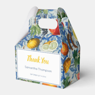 Mediterranean Summer Fruit & Blue White Mosaic Fav Favour Box