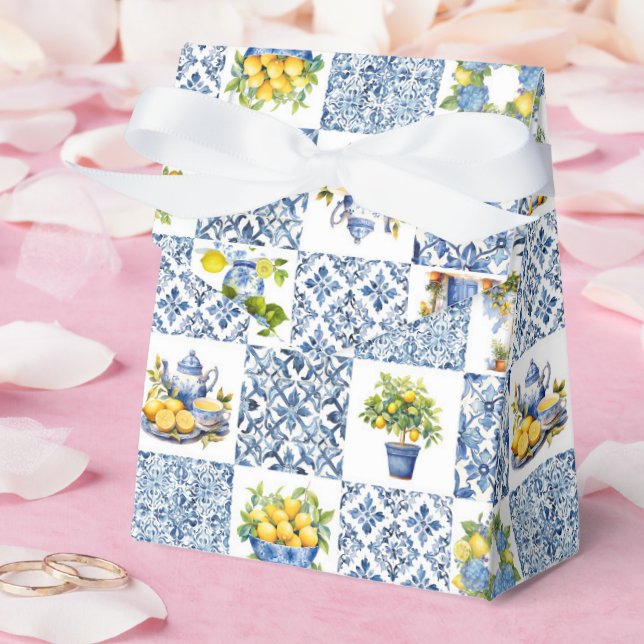Mediterranean Summer Lemon Pattern  Favour Box (Wedding)