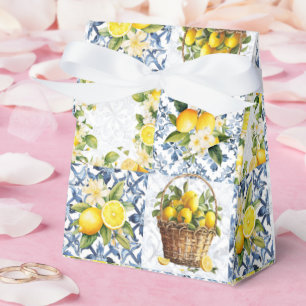 Mediterranean Summer Lemon Pattern Favour Box