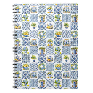 Mediterranean Summer Lemon Pattern Notebook