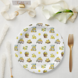 Mediterranean Summer Lemon Pattern Paper Plate