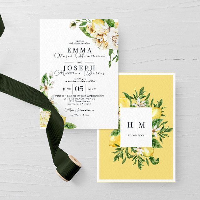 Mediterranean summer modern bright blue Wedding Invitation (Creator Uploaded)