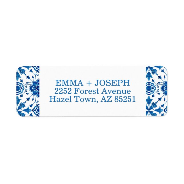 Mediterranean summer modern tile Wedding Address (Front)