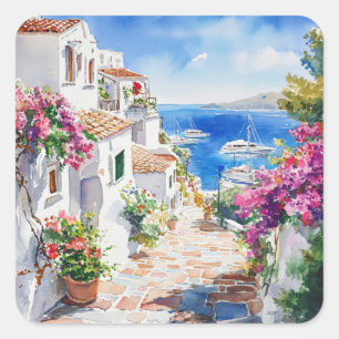 Mediterranean Summer Square Sticker