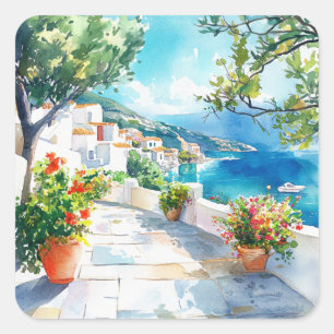 Mediterranean Summer Square Sticker