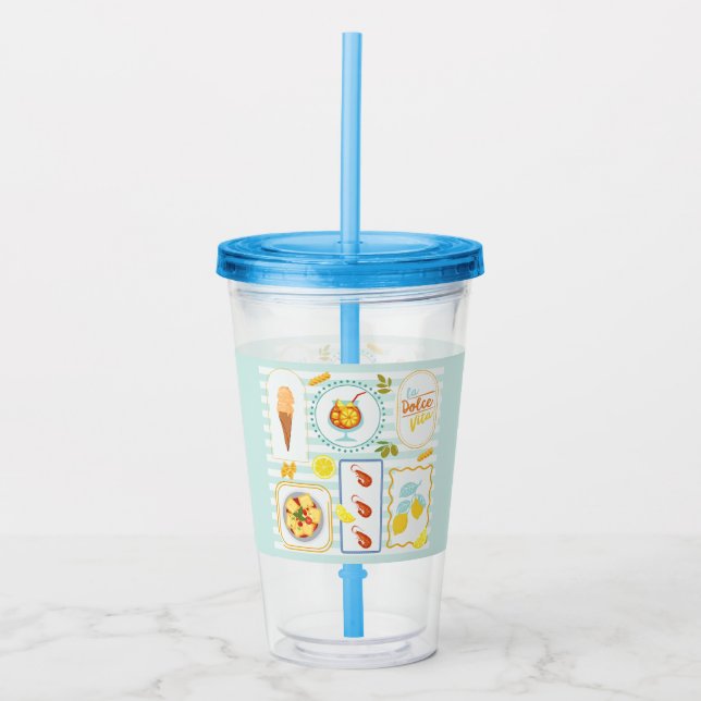 Mediterranean Summer Vibes Acrylic Tumbler (Front)