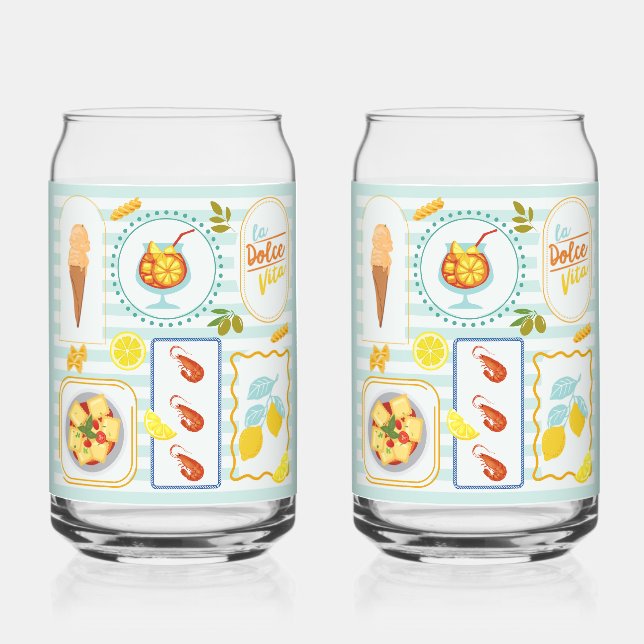Mediterranean Summer Vibes Can Glass (Front)