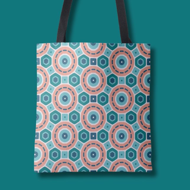 Mediterranean Summer Vibes Geometric Pattern Tote Bag (Creator Uploaded)